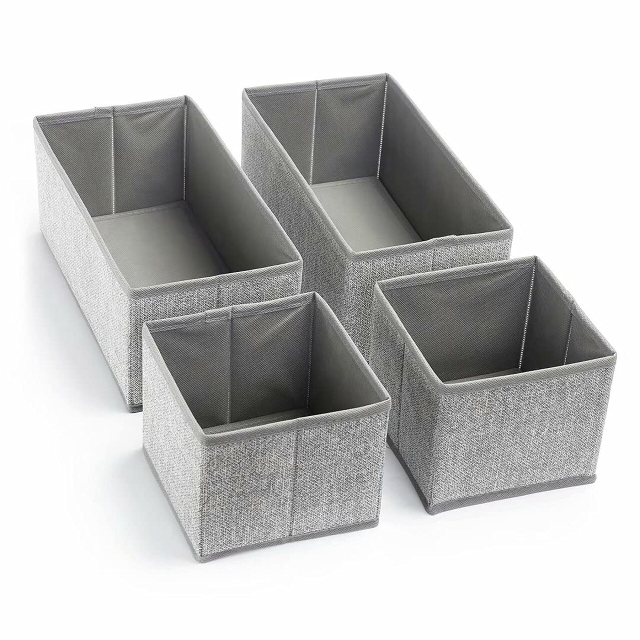 4 Pieces Drawer Organizer Bins – Storage Basket Drawer Dividers for Clothes,Underwear, Socks – Cloth Container Cube Bins for Home Organization, Closet, Shelves, Dresser